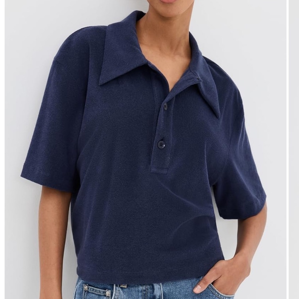 Tibi Navy Polo Terry Shirt EUC
